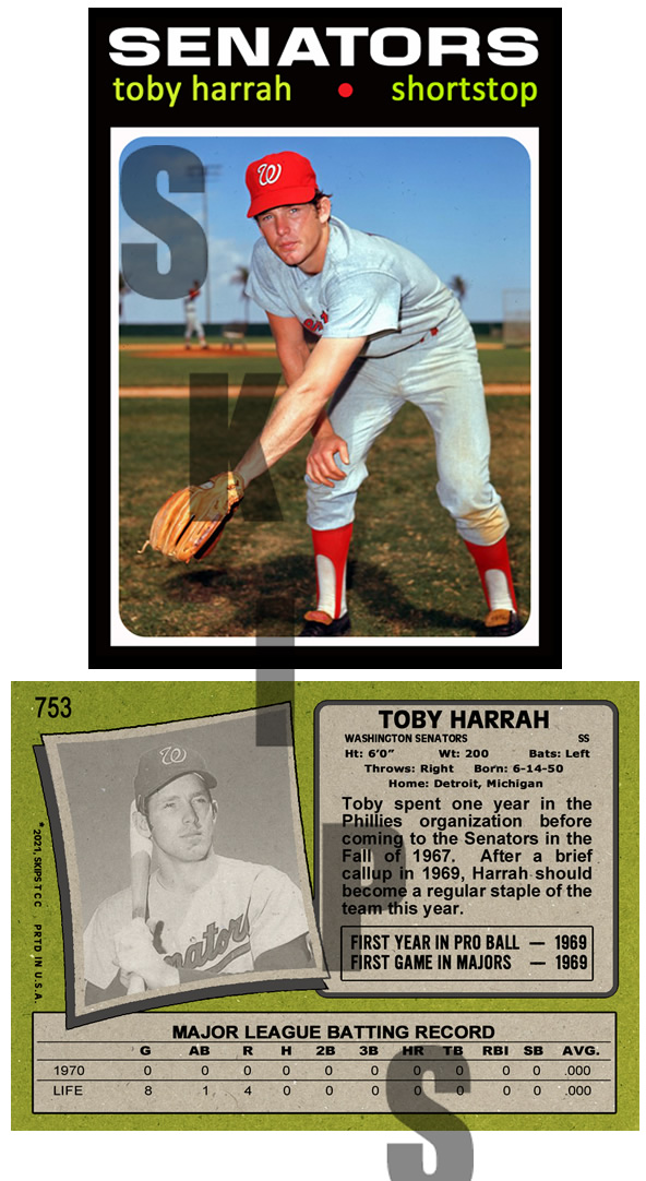 1971 STCC #753 Topps Toby Harrah Washington Senators Texas Range